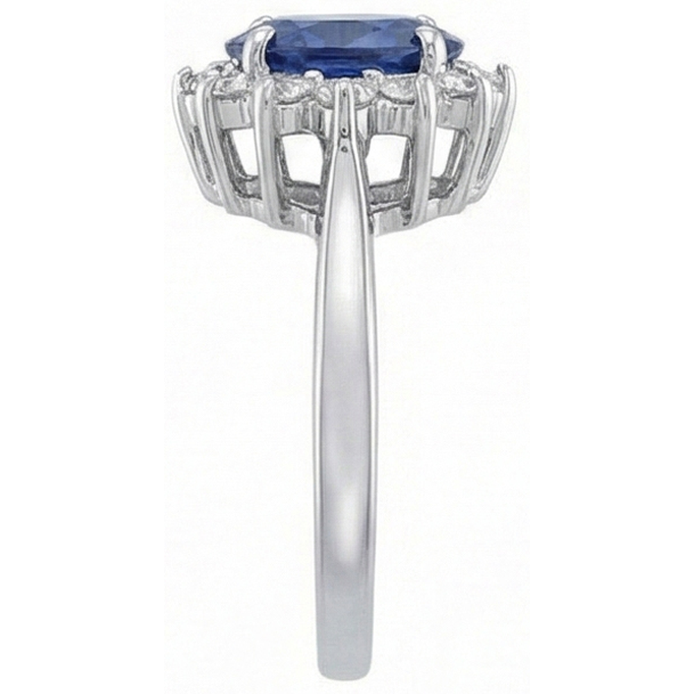 Anello con zaffiro blu di Ceylon. gioielli con diamanti da 4.70 carati