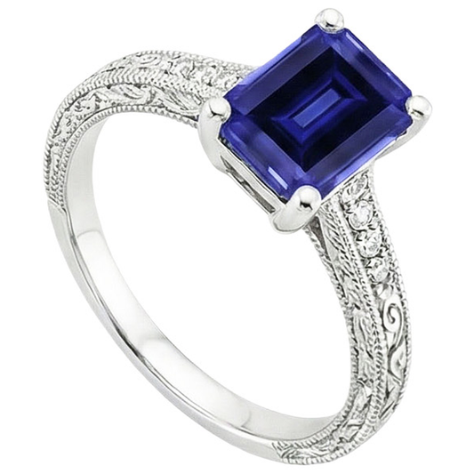 Anello con zaffiro blu e Brillanti Prezzo