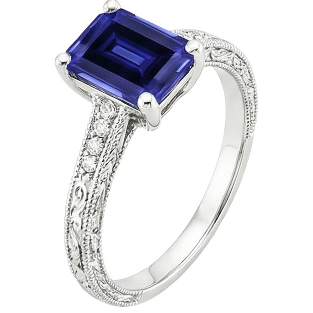 Anello con zaffiro blu e Brillanti Prezzo