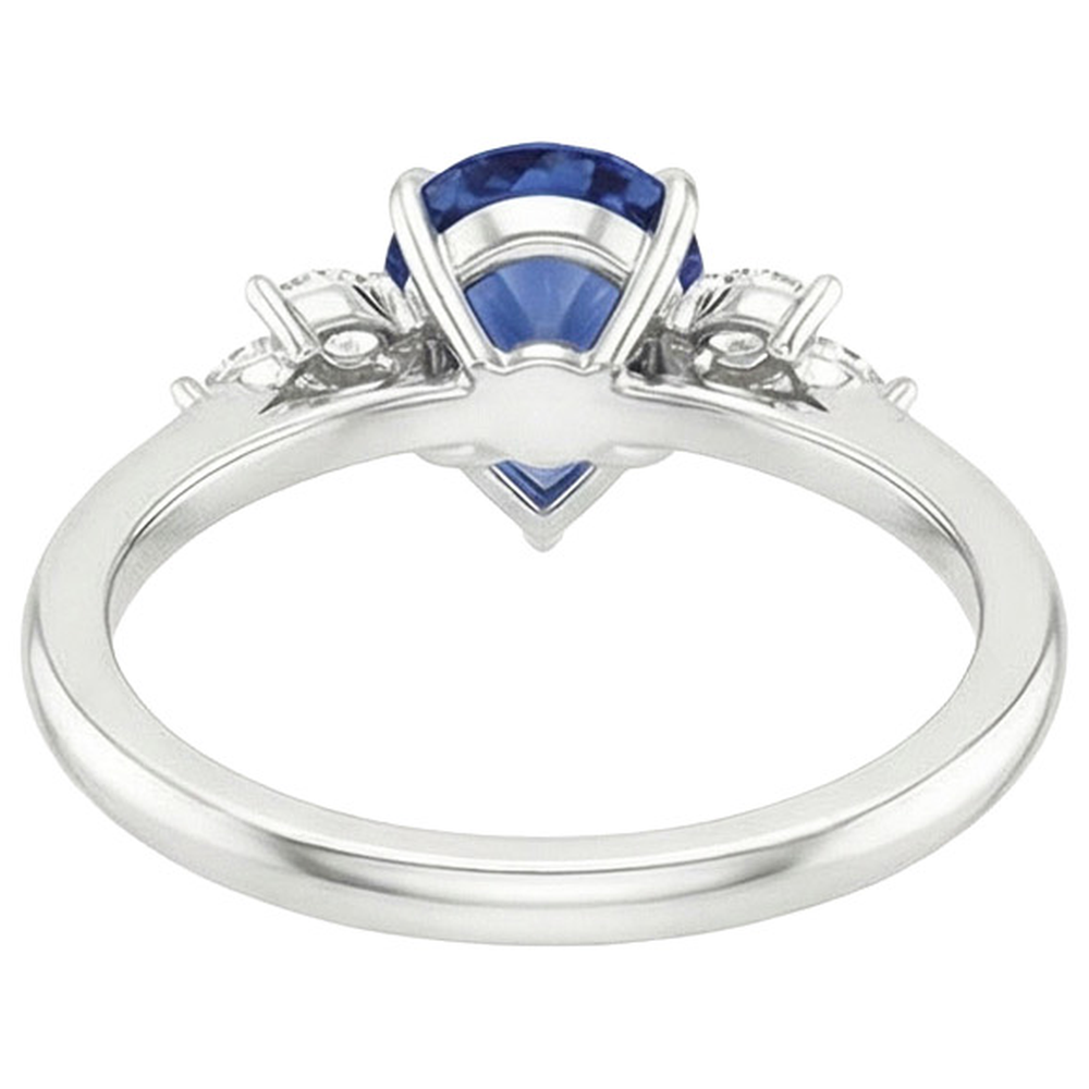 Anello con zaffiro blu e Diamanti