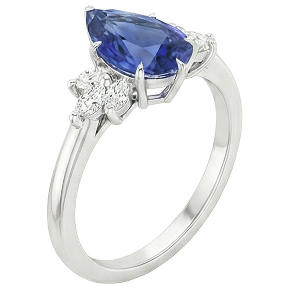 Anello con zaffiro blu e Diamanti