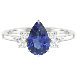 Anello con zaffiro blu e Diamanti
