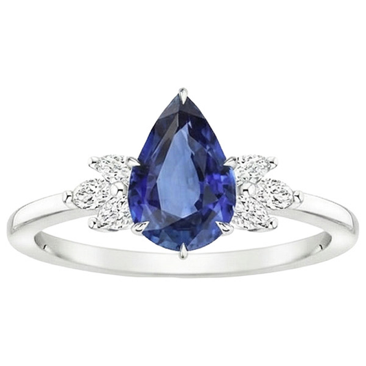 Anello con zaffiro blu e Diamanti
