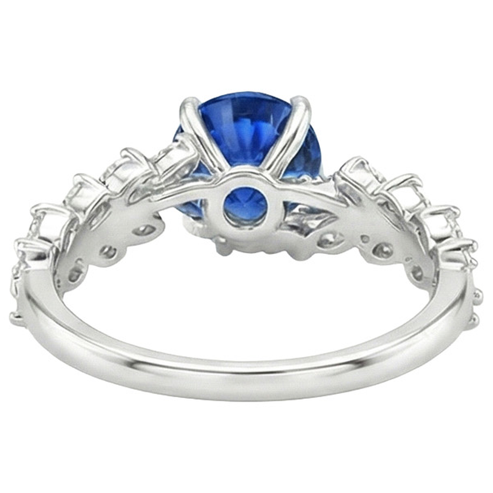 Anello con zaffiro blu naturale e diamante marquise 3 carati Nuovo