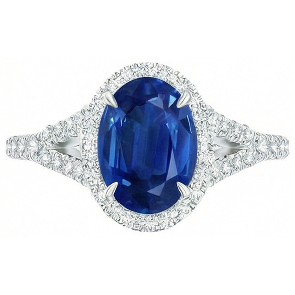 vero oval diamante 2.50carati anello angolo laterale