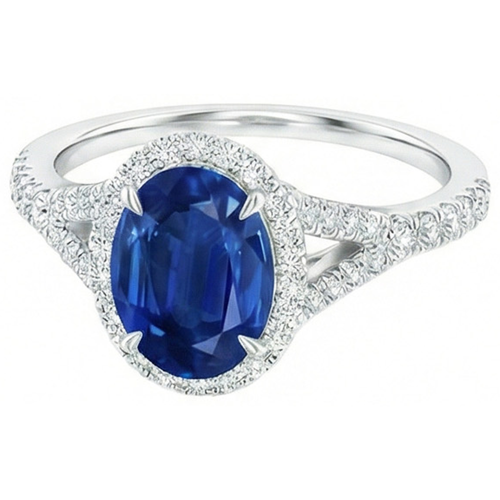 vero oval diamante 2.50carati anello vista dall'alto