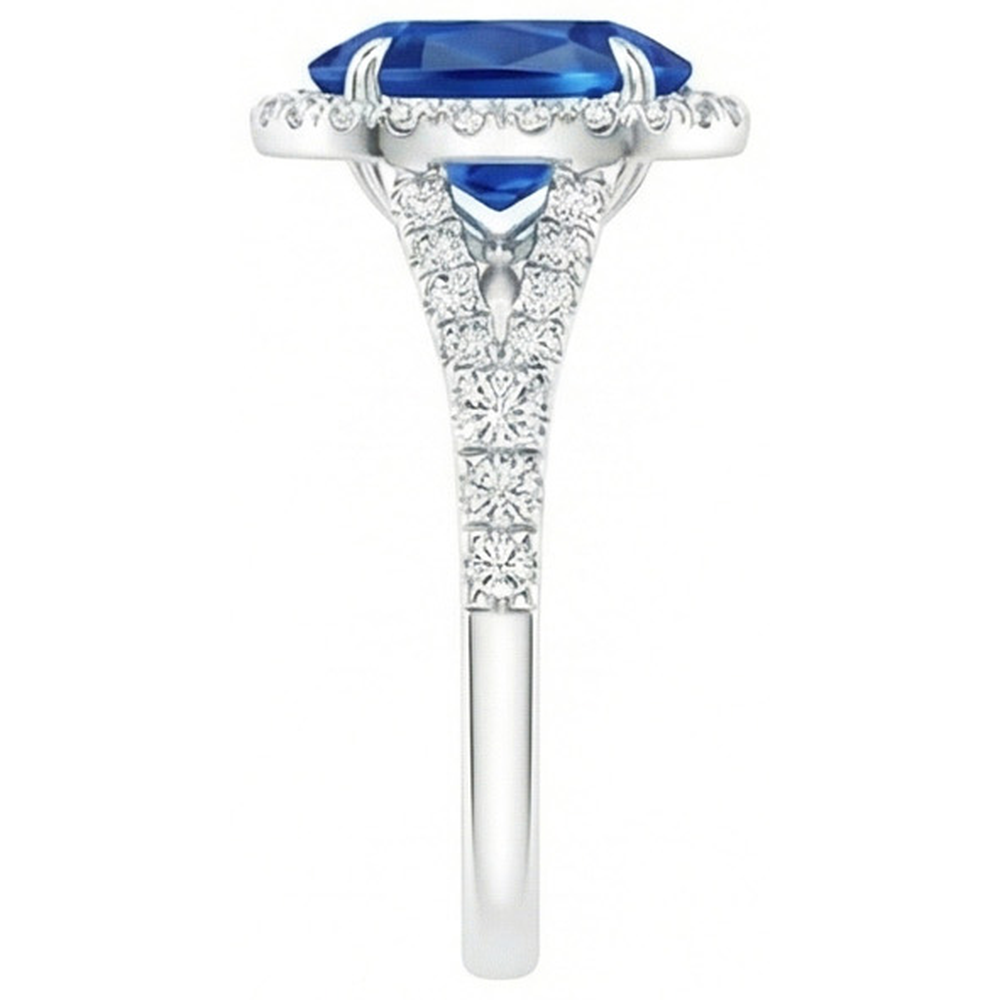 vero oval diamante 2.50carati anello vista di profilo