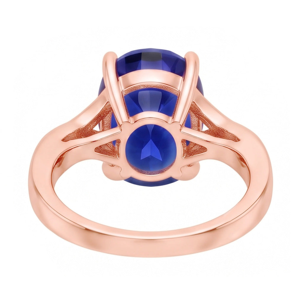 Anello con zaffiro blu profondo taglio ovale gioielli con diamanti 3 carati