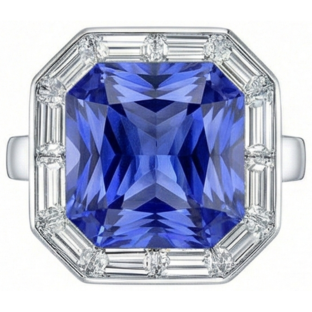 vero baguette diamante 3.50carati anello angolo laterale