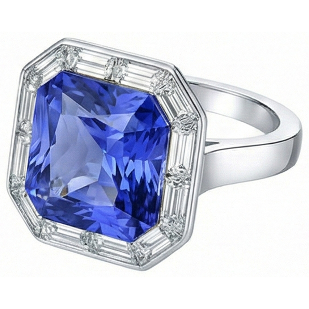 vero baguette diamante 3.50carati anello dettaglio ravvicinato