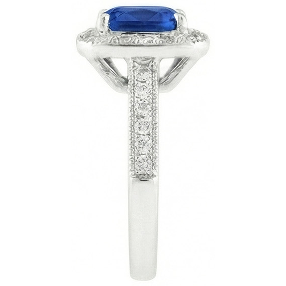 Anello con zaffiro blu zaffiro di Ceylon 4,50 carati e diamante in oro bianco 14K