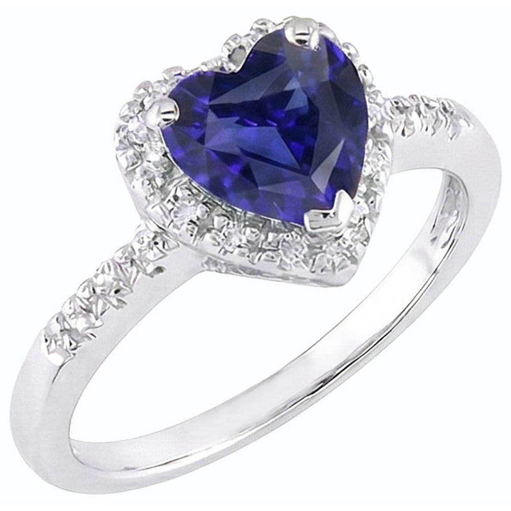 Anello con zaffiro dello Sri Lanka a forma di cuore di gioielli in oro con diamanti 3.50 carati