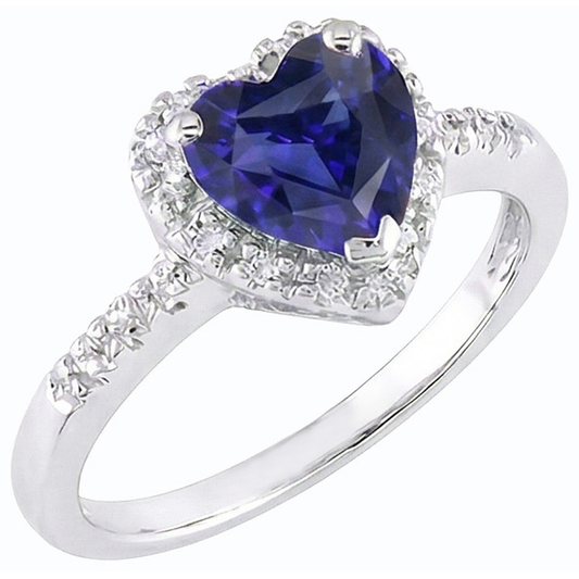Anello con zaffiro dello Sri Lanka a forma di cuore di gioielli in oro con diamanti 3.50 carati