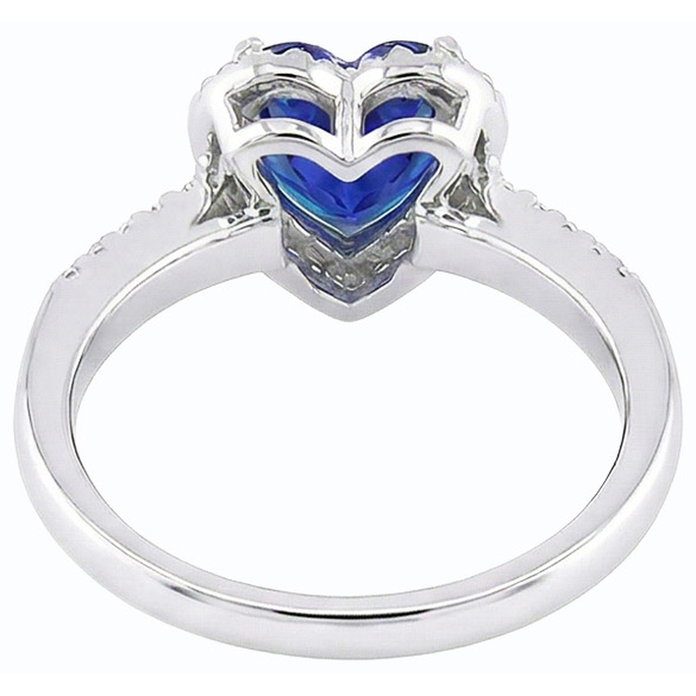 Anello con zaffiro dello Sri Lanka a forma di cuore di gioielli in oro con diamanti 3.50 carati