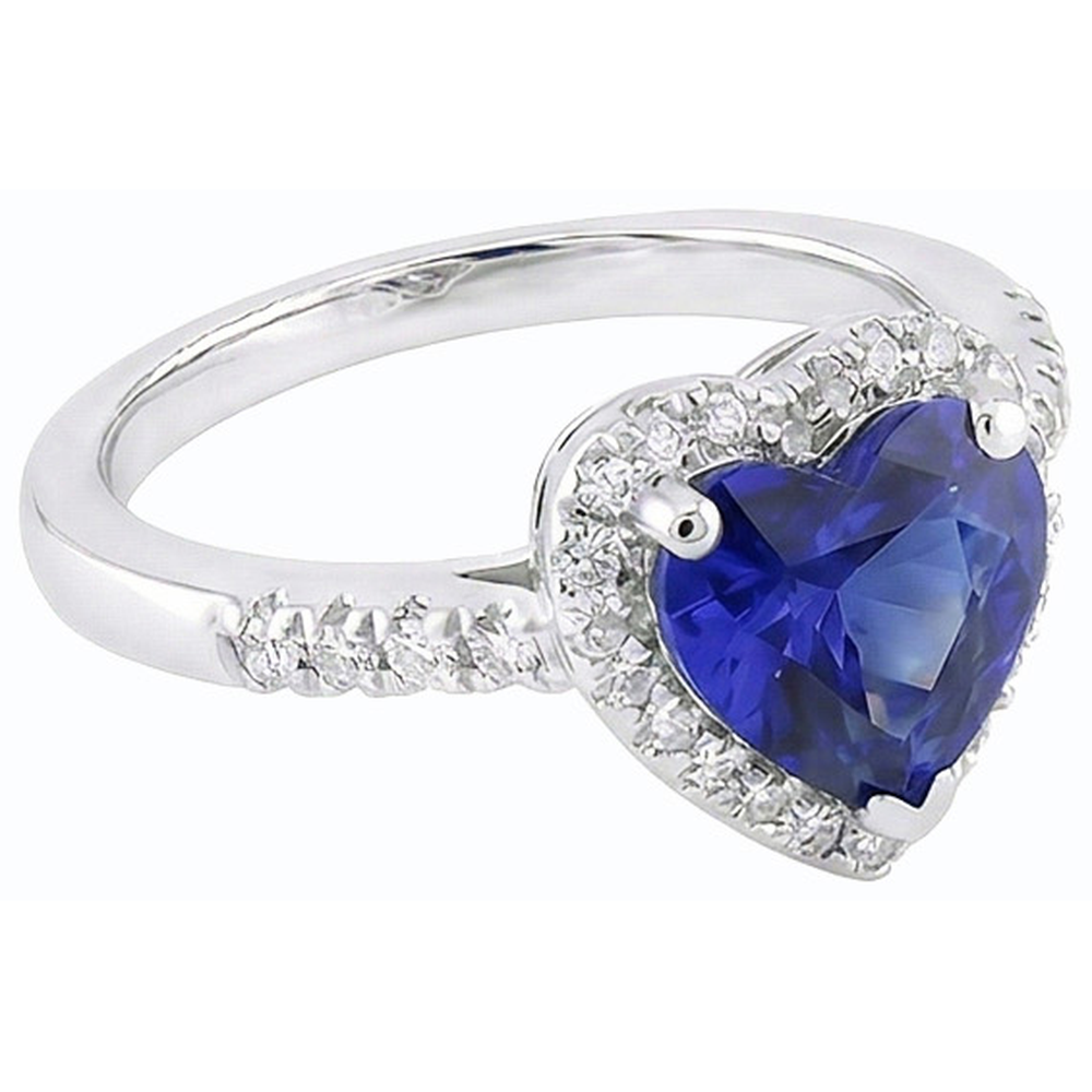 Anello con zaffiro dello Sri Lanka a forma di cuore di gioielli in oro con diamanti 3.50 carati
