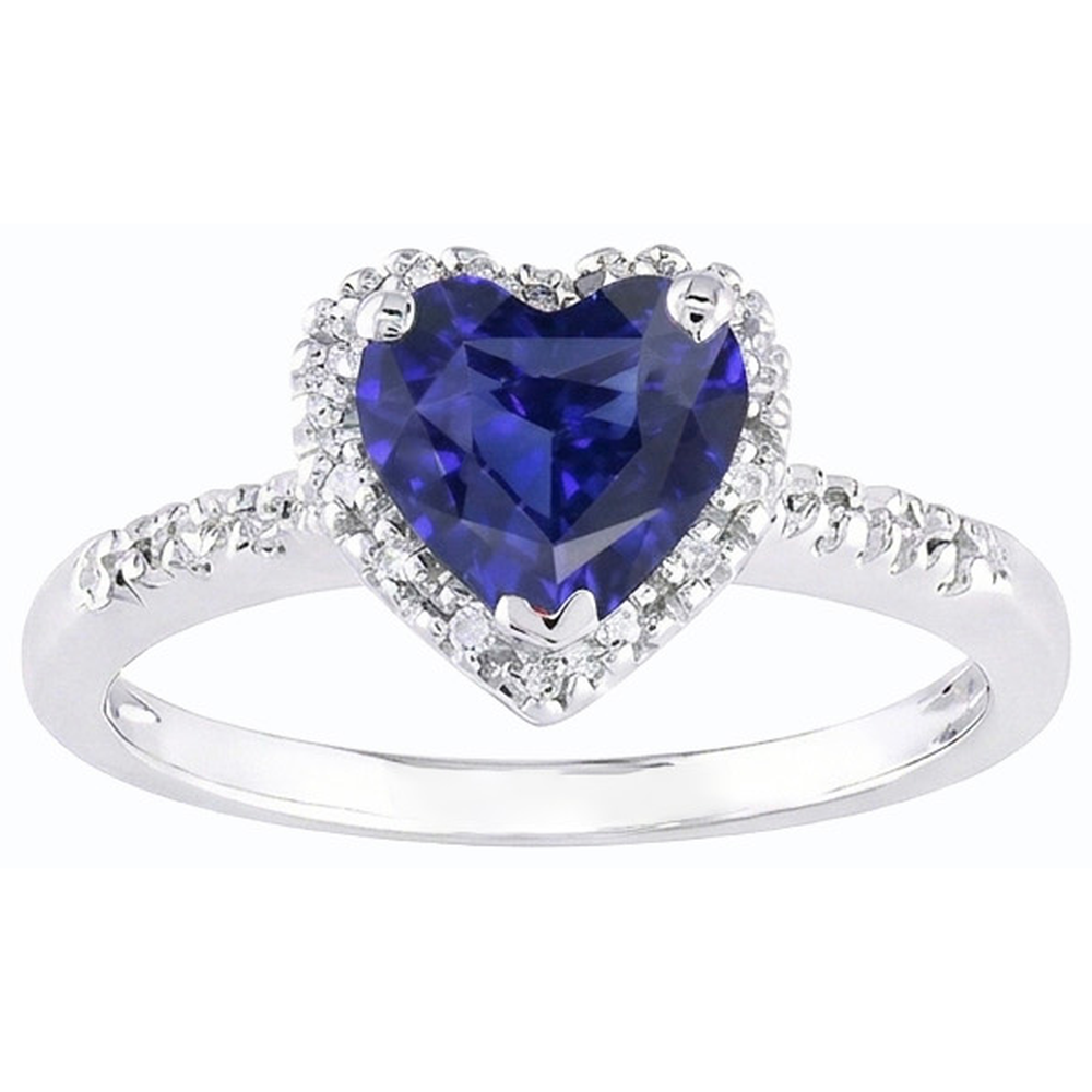 Anello con zaffiro dello Sri Lanka a forma di cuore di gioielli in oro con diamanti 3.50 carati