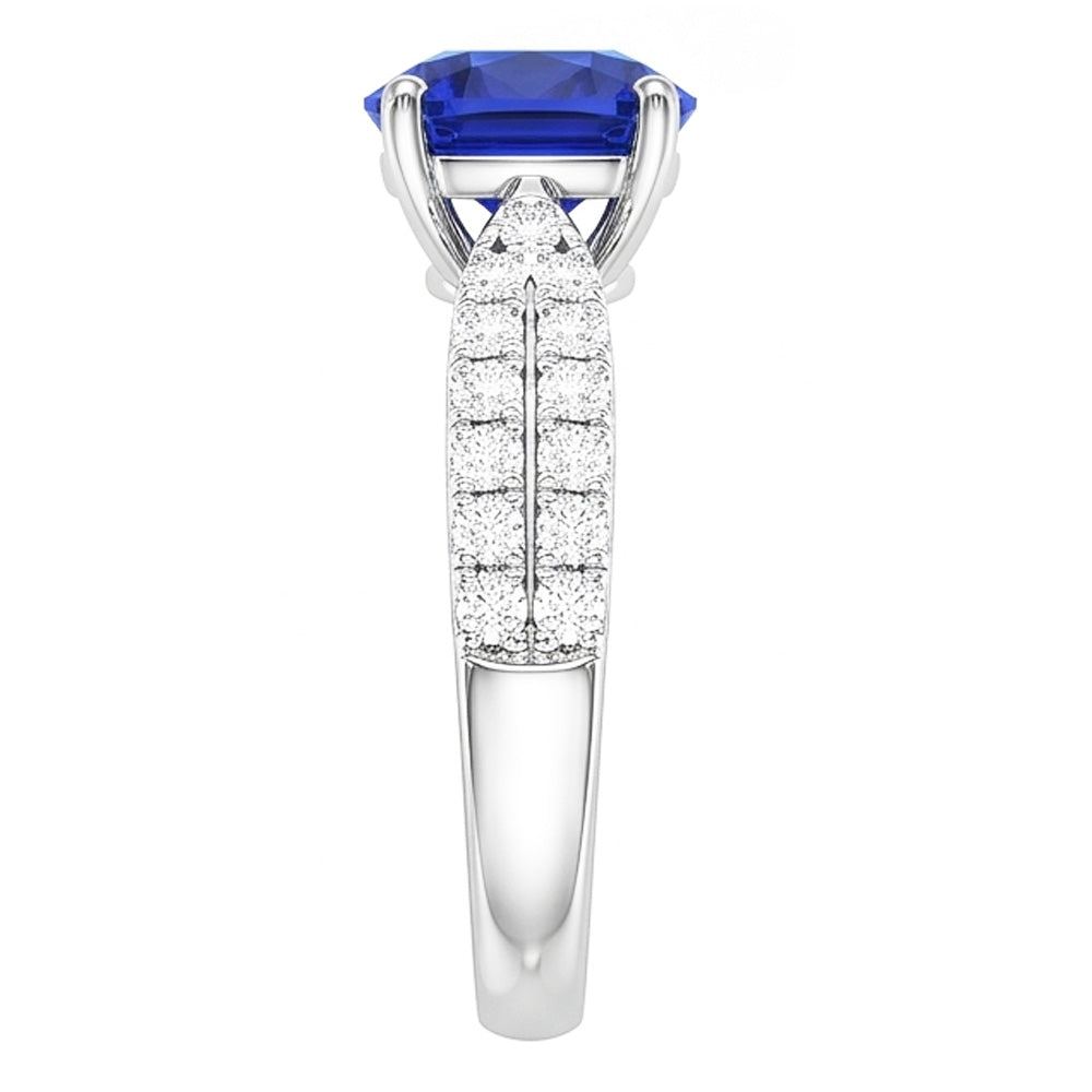 Anello con zaffiro dello Sri Lanka con cuscino per gioielli con pietre preziose 3 carati in oro 14K