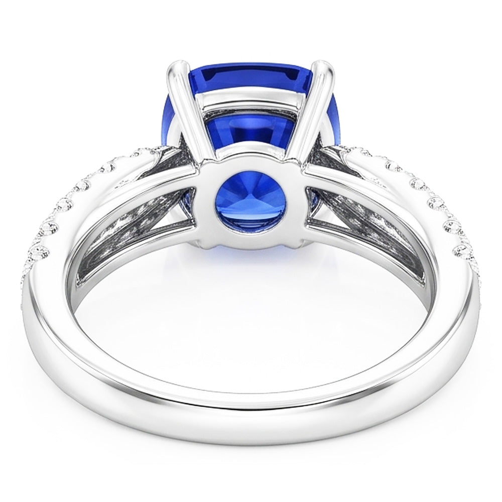 Anello con zaffiro dello Sri Lanka con cuscino per gioielli con pietre preziose 3 carati in oro 14K