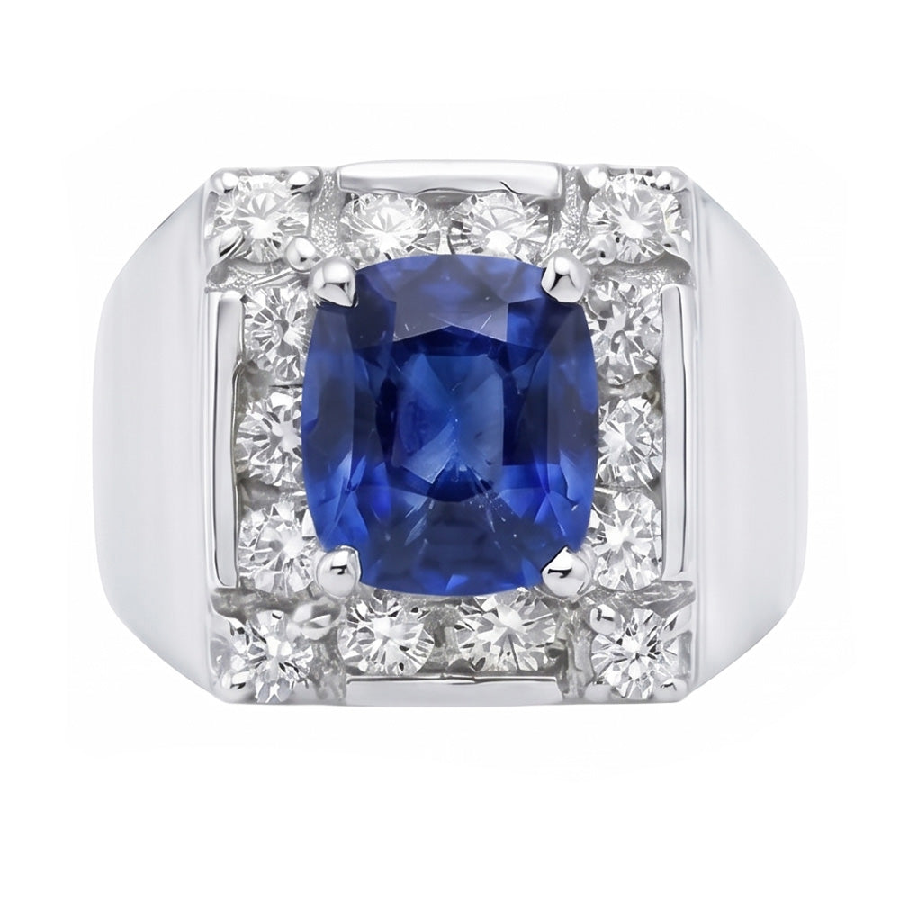 Anello con zaffiro dello Sri Lanka da 1,60 ct e diamante 14K Oro bianco