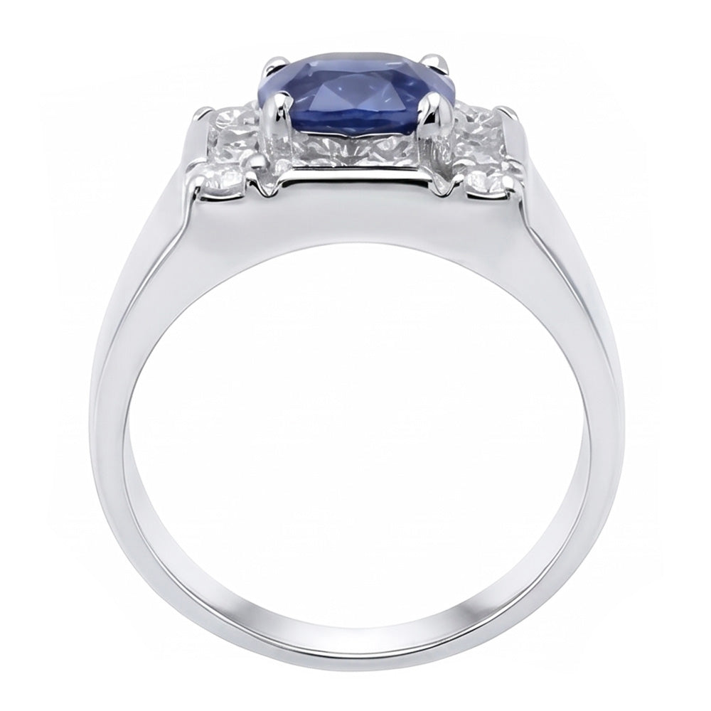Anello con zaffiro dello Sri Lanka da 1,60 ct e diamante 14K Oro bianco