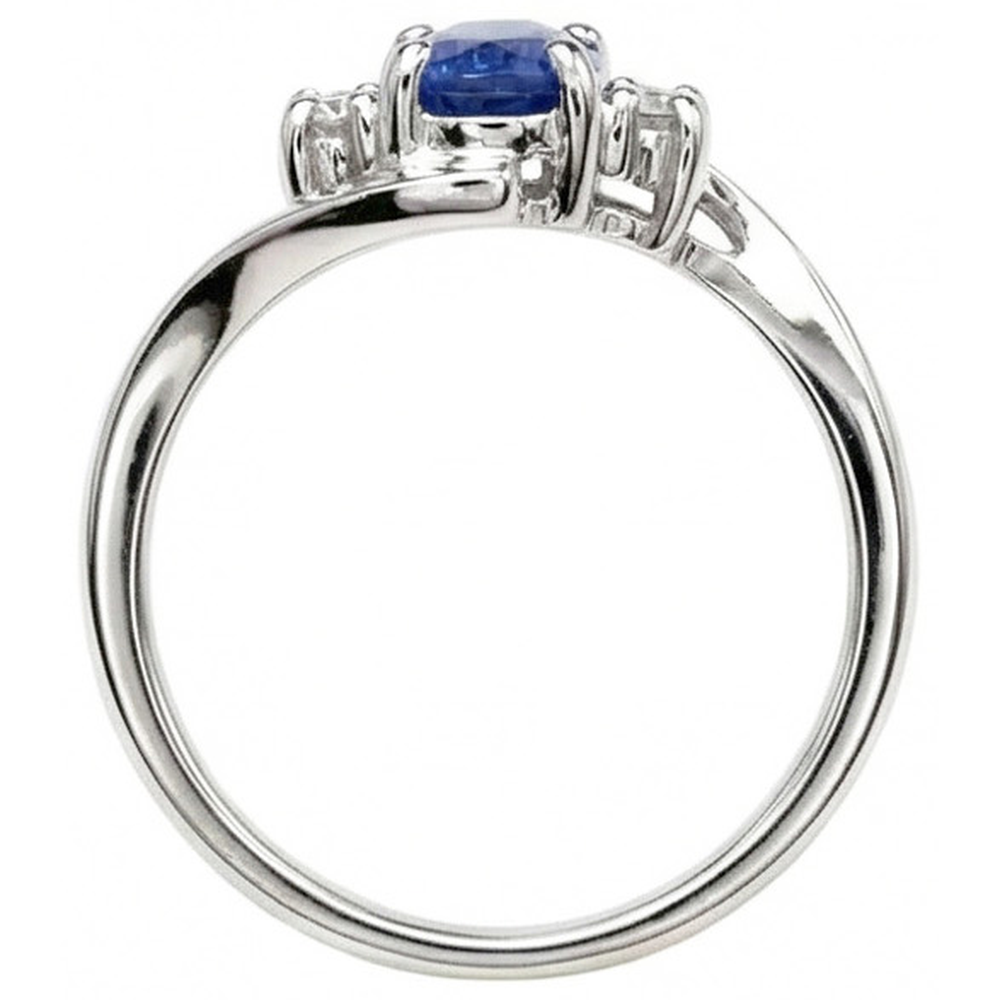 Anello con zaffiro dello Sri Lanka da 1,70 carati e diamante Tre pietre in oro bianco 14K