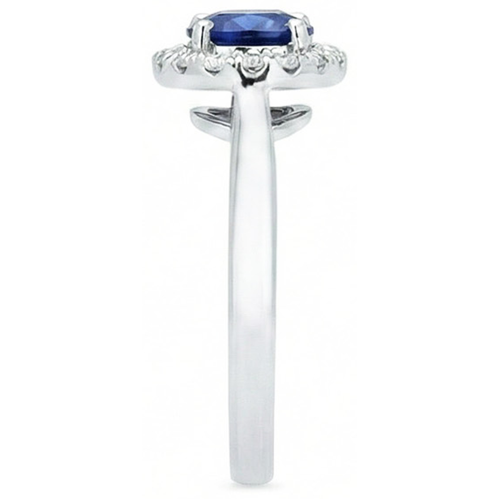 Anello con zaffiro dello Sri Lanka da 2,50 carati e diamante in oro bianco 14K.