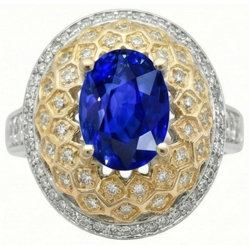 vero oval diamante 3.10carati anello angolo laterale