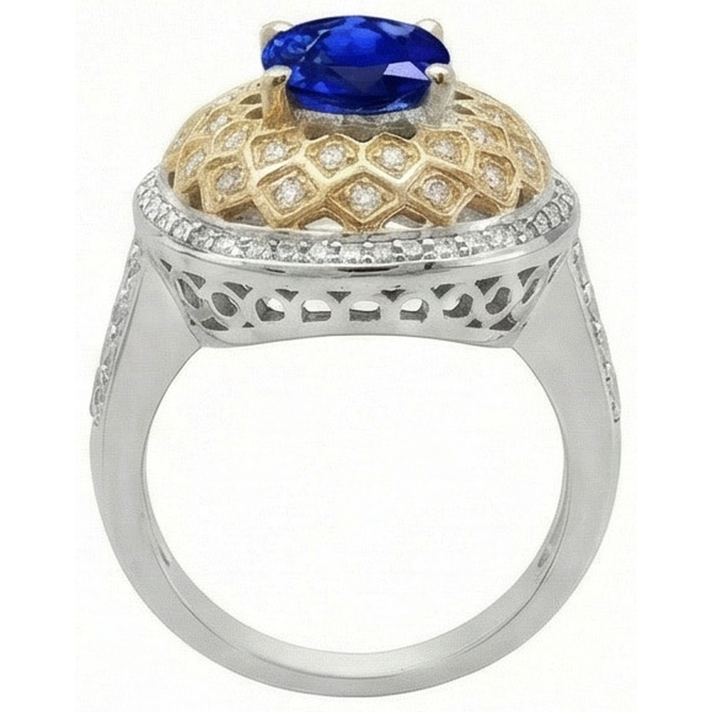 vero oval diamante 3.10carati anello su bianco