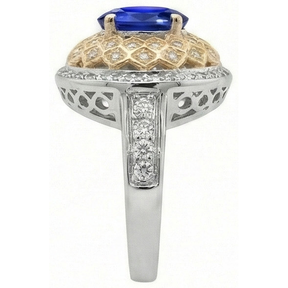 vero oval diamante 3.10carati anello vista di profilo