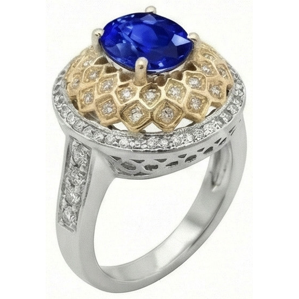 vero oval diamante 3.10carati anello vista dall'alto