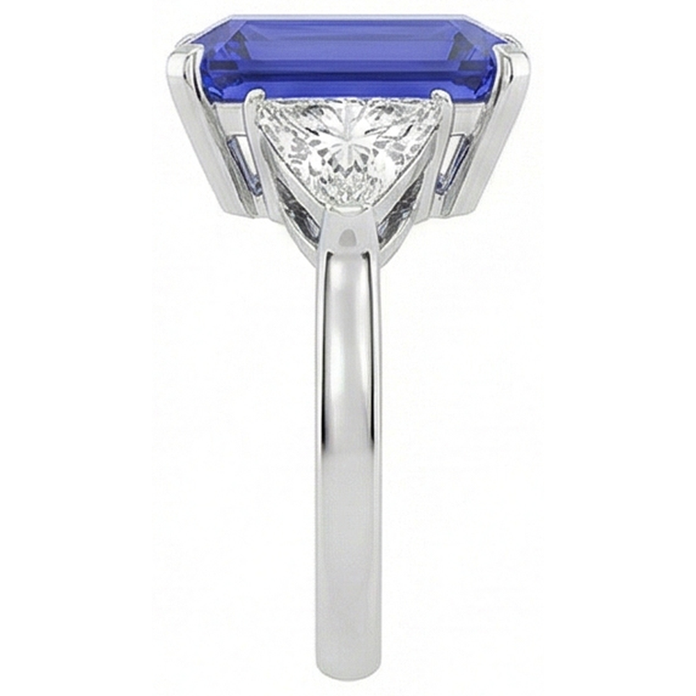 vero emerald diamante 3.50carati anello vista di profilo