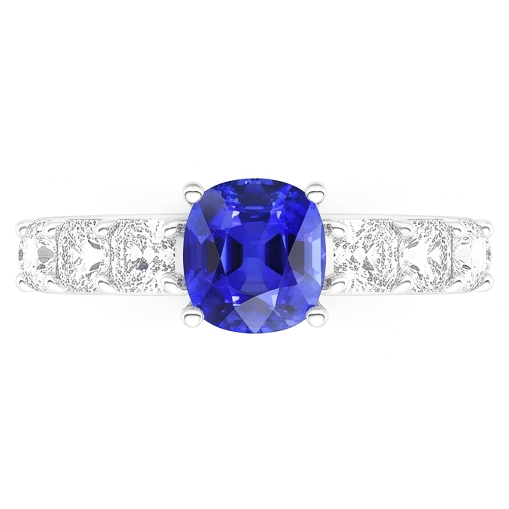 Anello con zaffiro di Ceylon con cuscino per anniversario di diamanti 2.50 carati