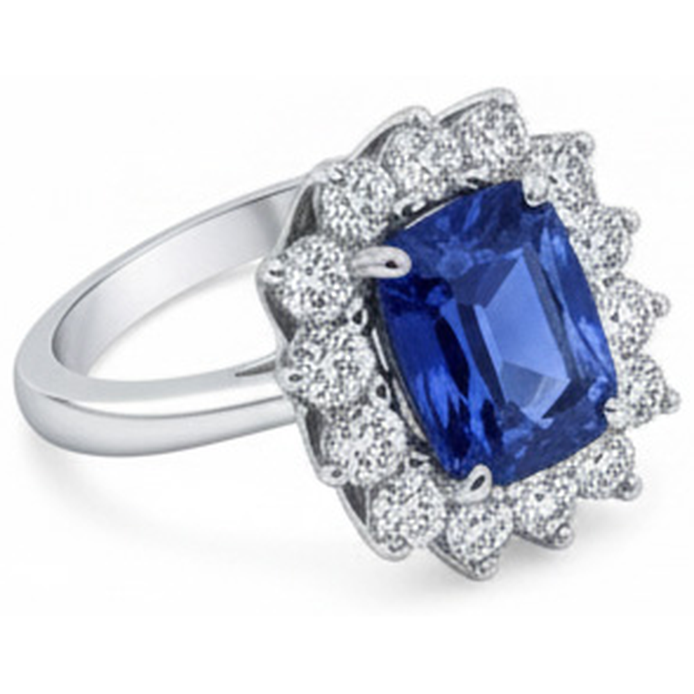 vero cushion diamante 4.25carati anello dettaglio ravvicinato