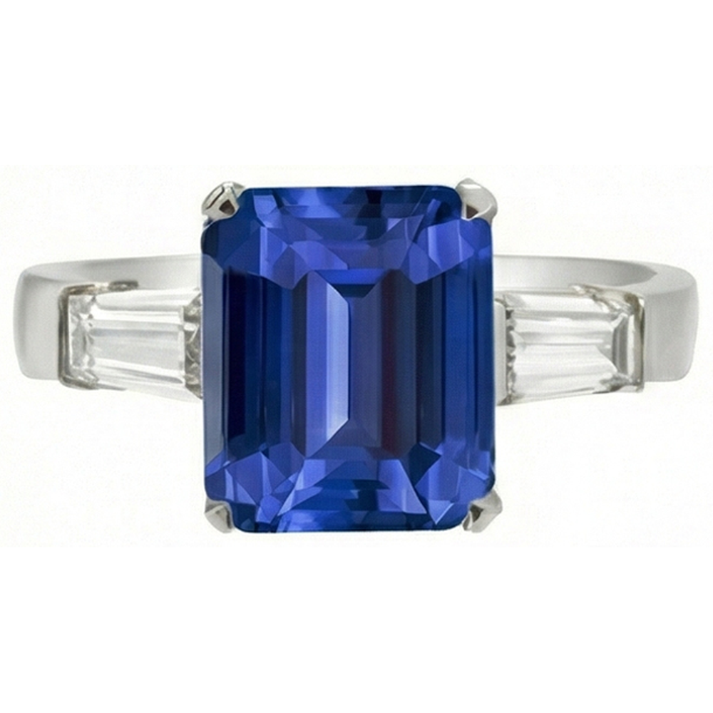 vero baguette diamante 3.50carati anello dettaglio ravvicinato