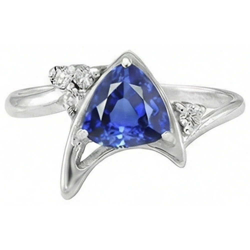 Anello con zaffiro di Ceylon fantasia da 1,75 carati e diamante con taglio trilioni di gemme