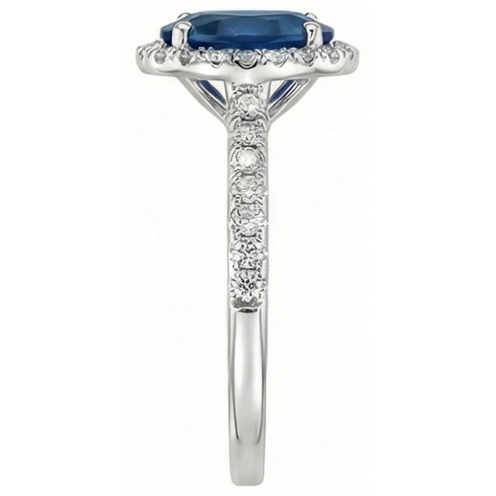 Anello con zaffiro di Ceylon ovale da 2,75 carati. diamante in oro bianco 14K