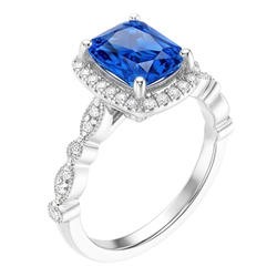 Anello con zaffiro di Ceylon radiante di 4 carati e gioielli da donna con diamanti