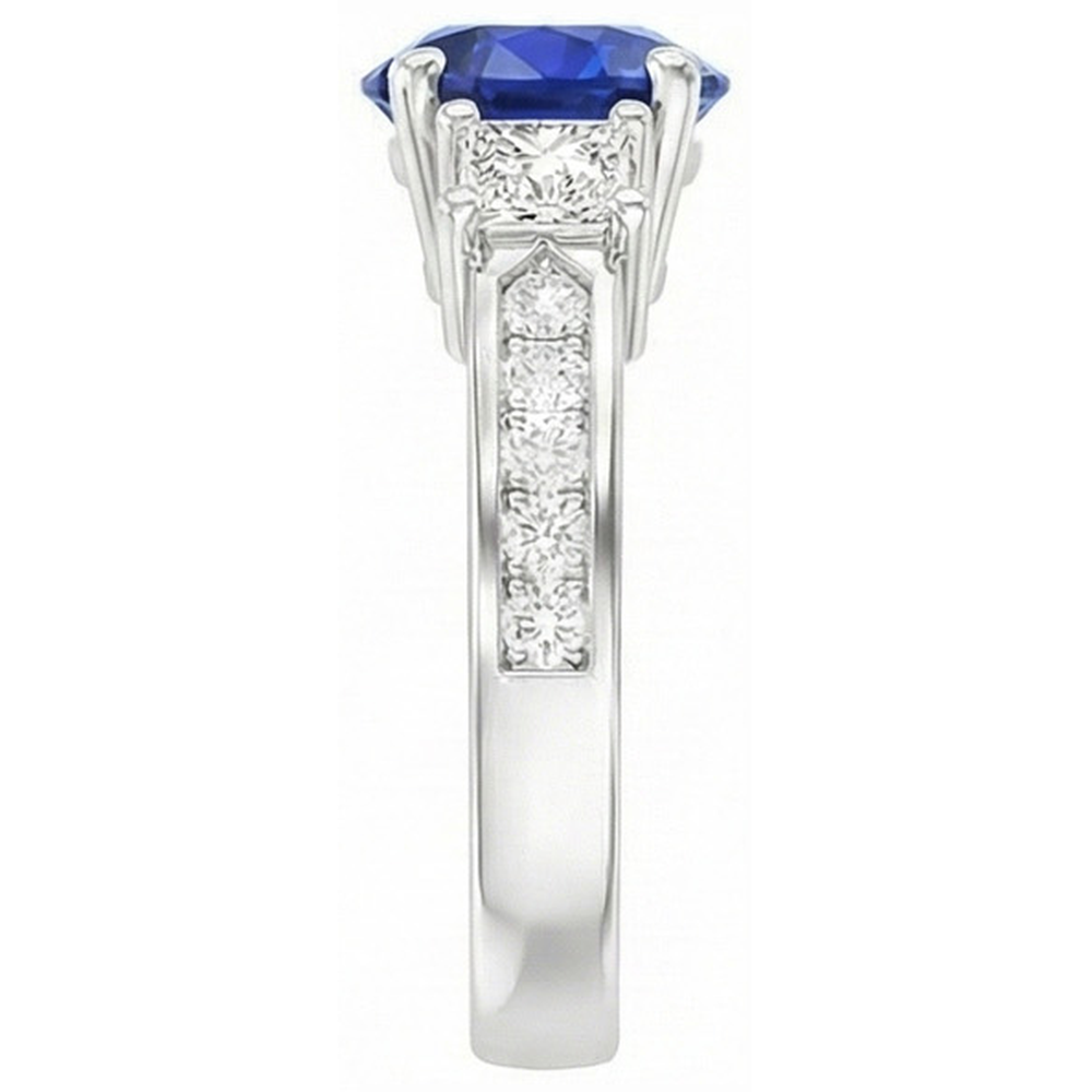vero round diamante 3.50carati anello vista di profilo