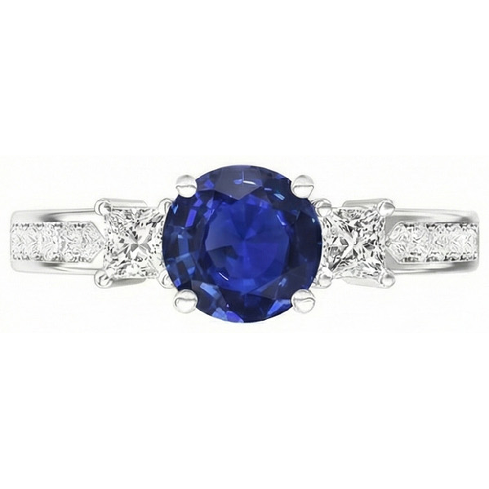vero round diamante 3.50carati anello angolo laterale