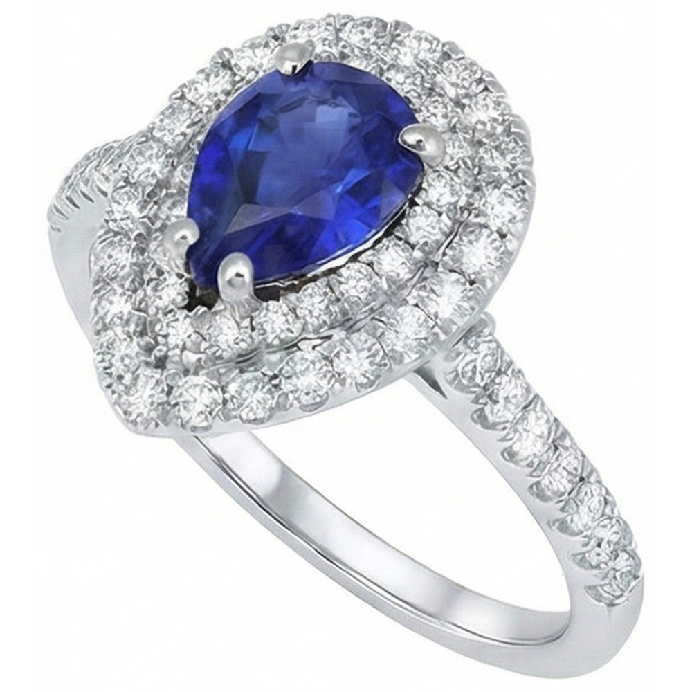 vero pear diamante 4carati anello dettaglio ravvicinato