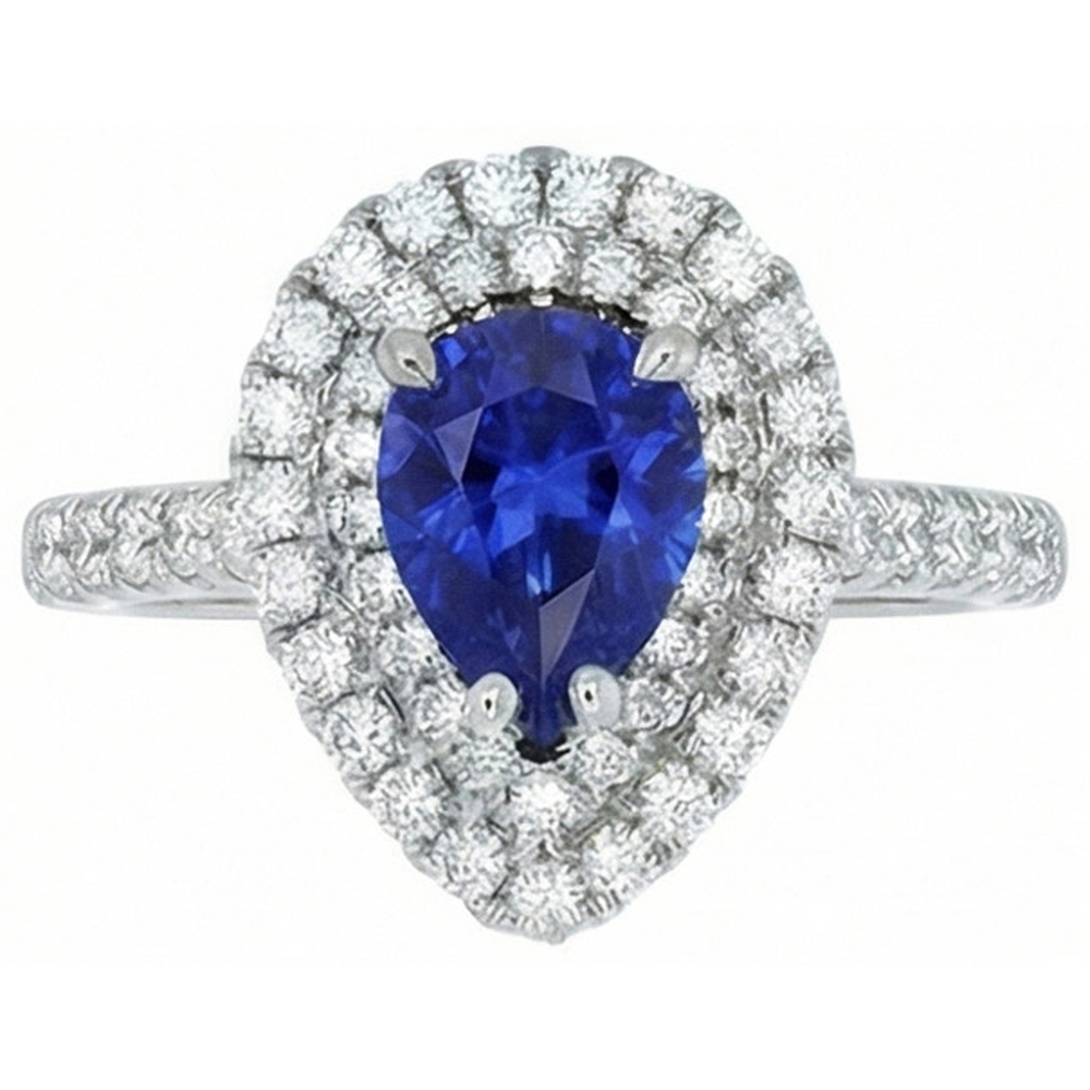 vero pear diamante 4carati anello vista frontale