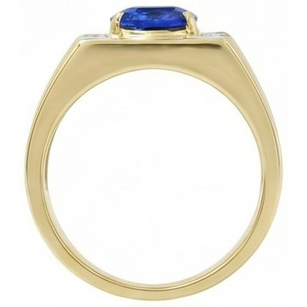 Anello con zaffiro ovale 2,30 carati e diamante tondo 14K Oro bicolore