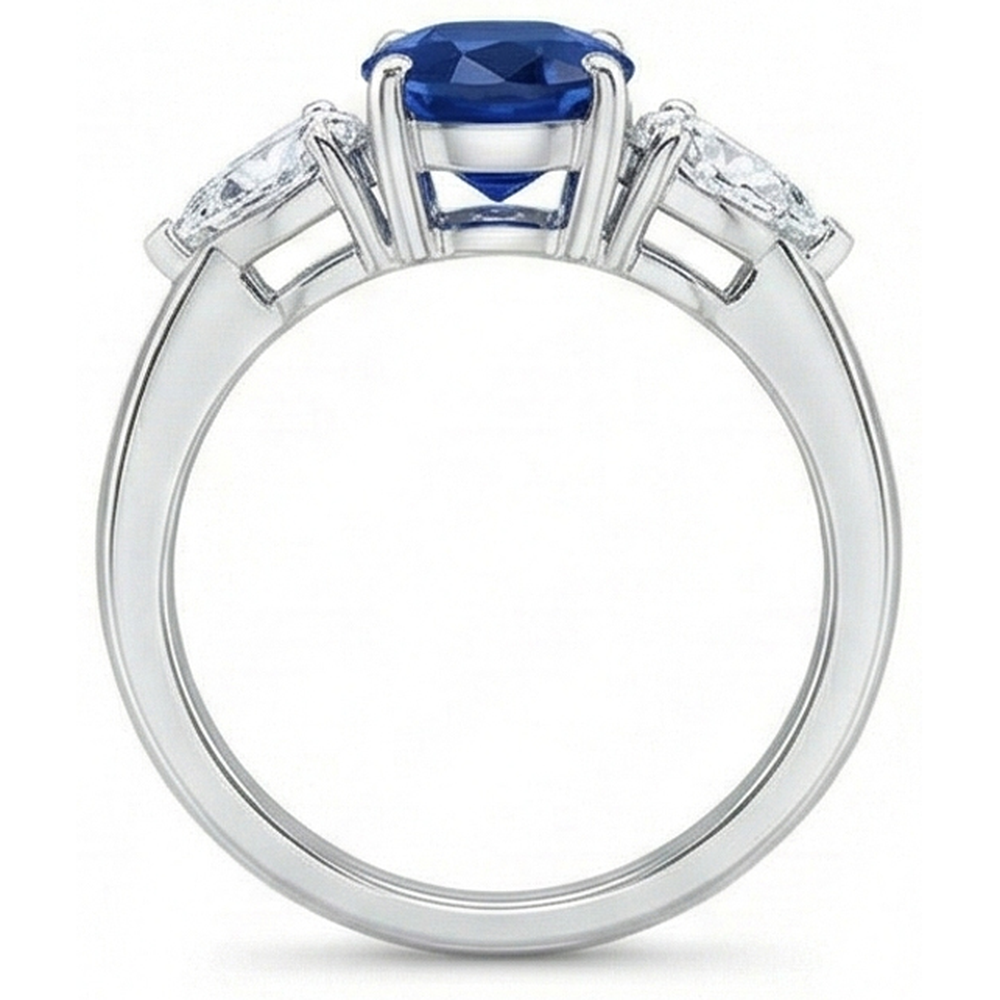 vero oval diamante 3.50carati anello su bianco