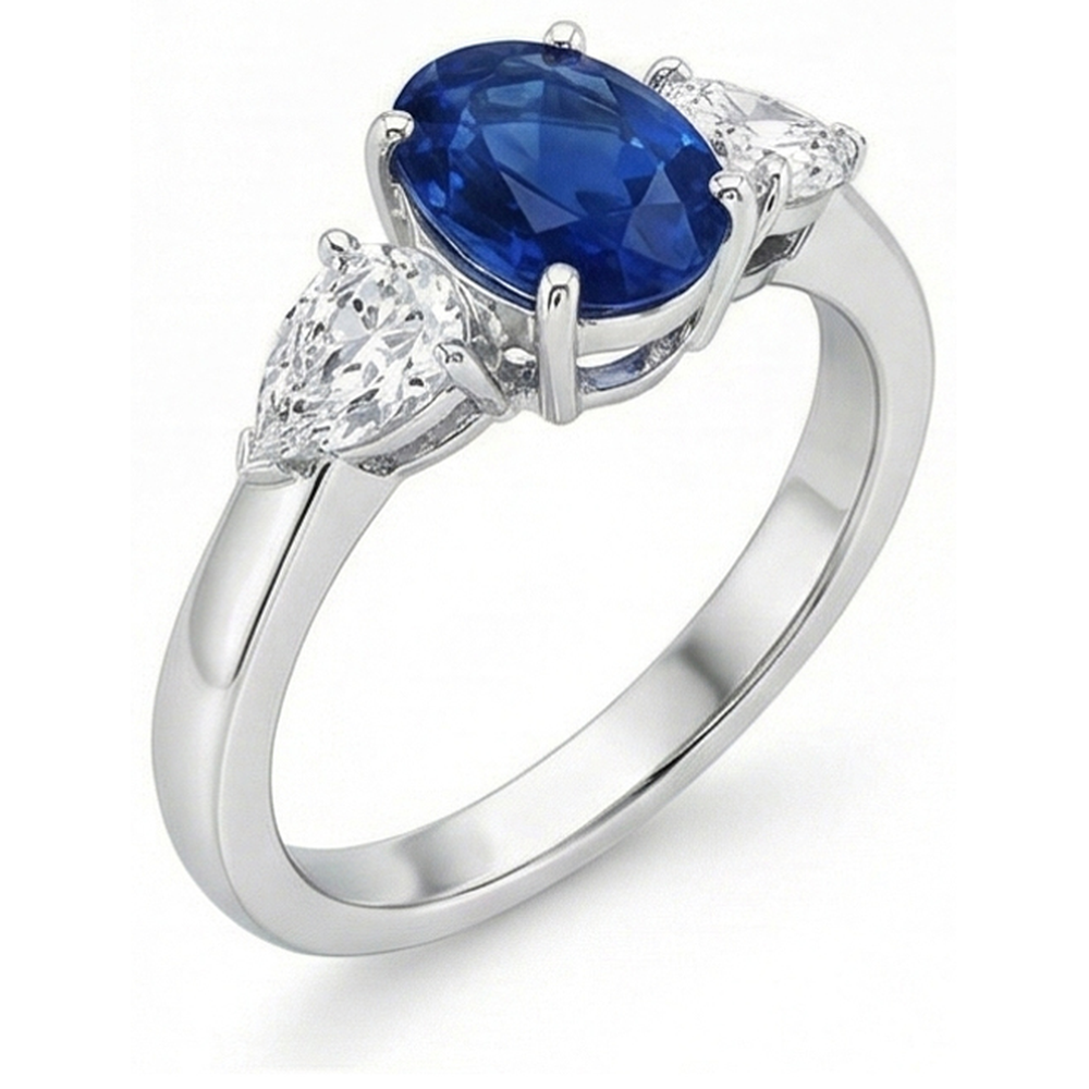 vero oval diamante 3.50carati anello angolo laterale