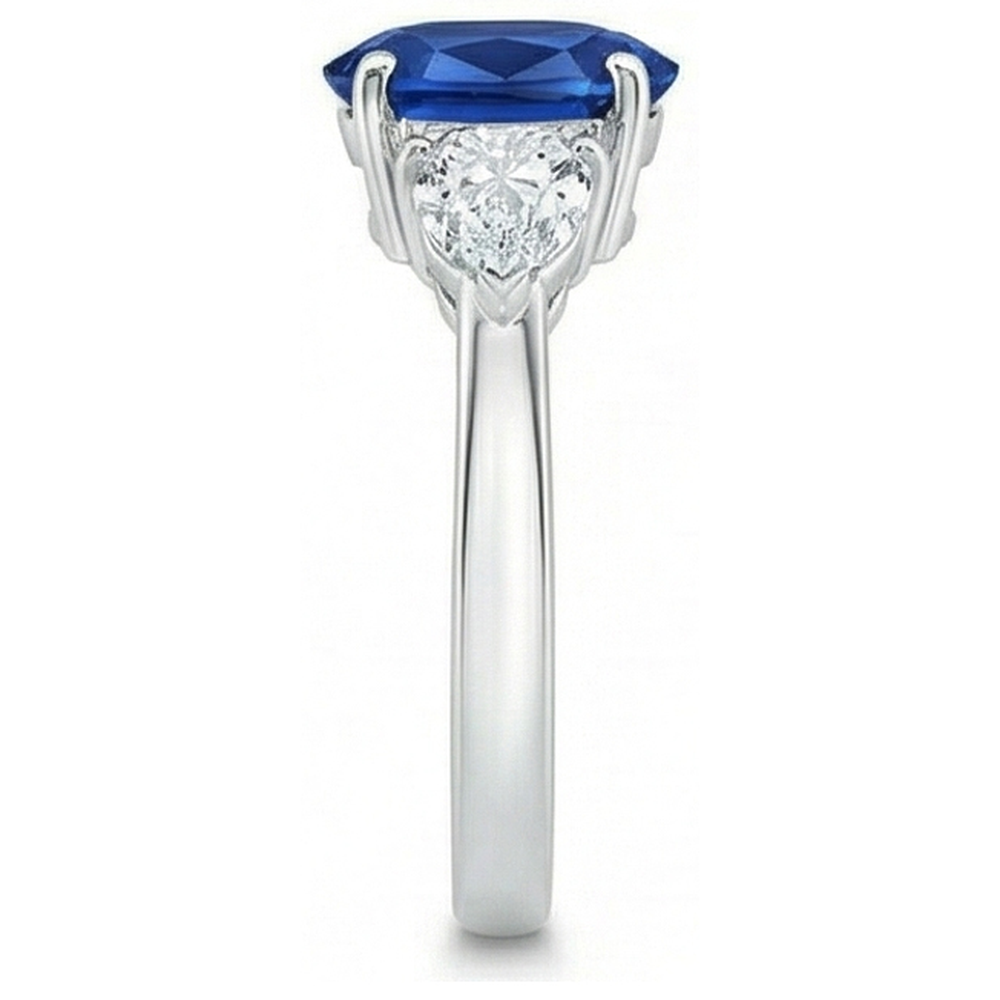 vero oval diamante 3.50carati anello vista di profilo