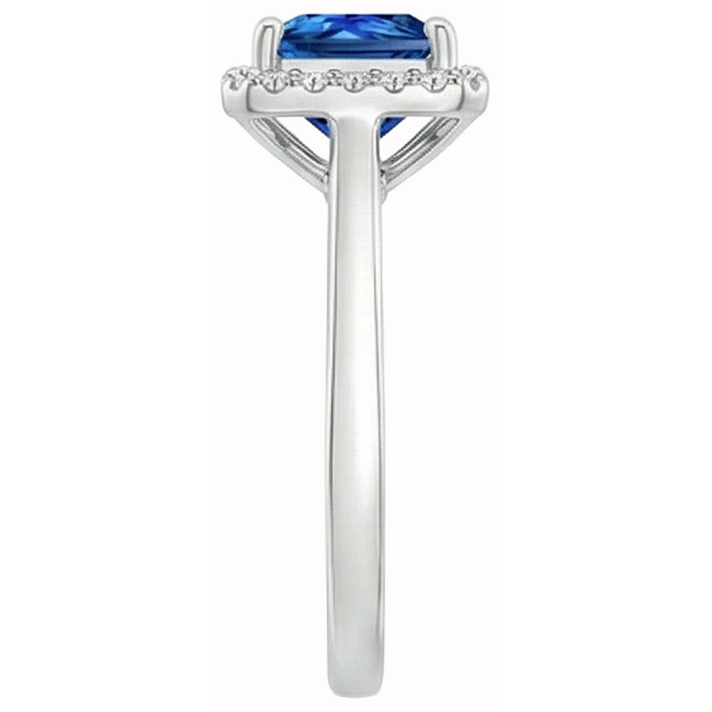 Anello con zaffiro principessa dello Sri Lanka da 3,50 carati e diamante rotondo in oro bianco 14K