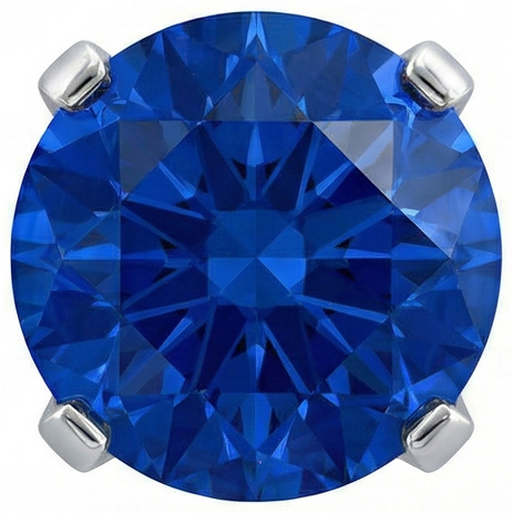 Anello con zaffiro tondo dello Sri Lanka da 3,25 carati e diamanti in oro bianco 14K