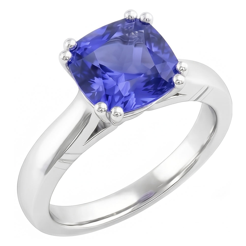 Anello cuscino solitario zaffiro di Ceylon 2 carati gioielli a doppia punta