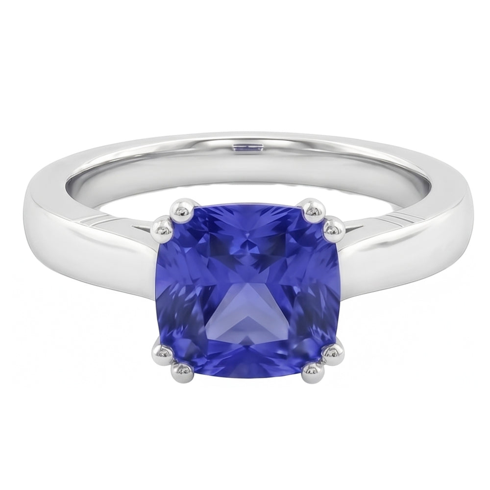 Anello cuscino solitario zaffiro di Ceylon 2 carati gioielli a doppia punta