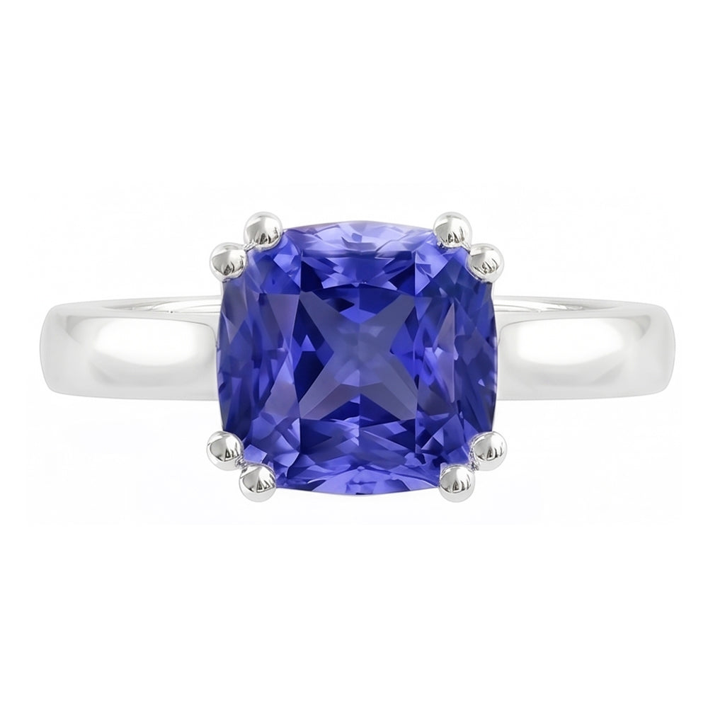 Anello cuscino solitario zaffiro di Ceylon 2 carati gioielli a doppia punta
